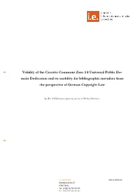 Validity of the Creative Commons Zero 1.0 Universal Public Do
