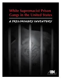 White Supremacist Prison Gangs in the United States a Preliminary Inventory Introduction