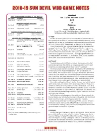 2018-19 Sun Devil Wbb Game Notes