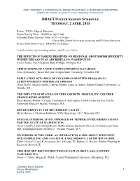 Draft Poster Session Schedule Thursday, 2 April 2015