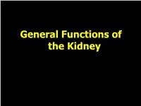 General Functions of the Kidney