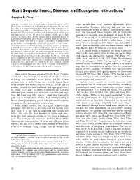 Giant Sequoia Insect, Disease, and Ecosystem Interactions1