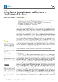Ketosis Diagnosis and Monitoring in High-Producing Dairy Cows