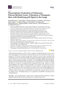 Transcriptomic Evaluation of Pulmonary Fibrosis-Related Genes: Utilization of Transgenic Mice with Modifying P38 Signal in the Lungs