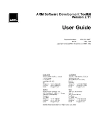 ARM Software Development Toolkit Version 2.11 User Guide