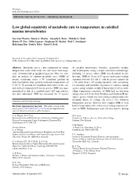 Low Global Sensitivity of Metabolic Rate to Temperature in Calcified Marine Invertebrates