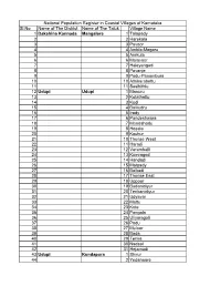 Sl.No Name of the District Name of the Taluk Village Name 1