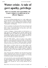Water Crisis: a Tale of Govt Apathy, Privilege Short on Empathy and Responsibility, the Centre's Neglect Is Rivalled Only by Its Officials' Flippancy