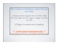 1.) Senses When Oxygen Is Low Or CO2 Is High. Hint: How Might You Use Oxygen to Trigger Excitation of a Cell?
