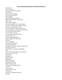 List of Participating Organizations for 2018 Fall