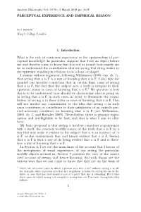 Perceptual Experience and Empirical Reason