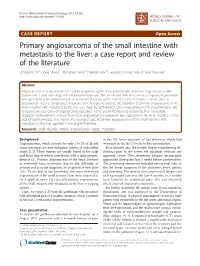 Primary Angiosarcoma of the Small