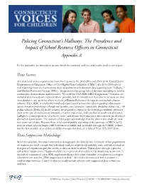 The Prevalence and Impact of School Resource Officers in Connecticut Appendix A