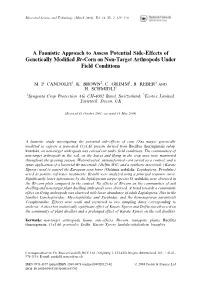 A Faunistic Approach to Assess Potential Side-Effects of Genetically Modiﬁed Bt-Corn on Non-Target Arthropods Under Field Conditions