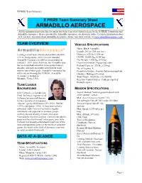 ARMADILLO AEROSPACE All the Information Given in This Document Has Been Cleared for Official Release by the X PRIZE Foundation and Armadillo Aerospace