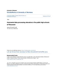 Automated Data Processing Education in the Public High Schools of Wisconsin