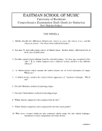 Comprehensive Examination Study Guide for Guitarists Prof