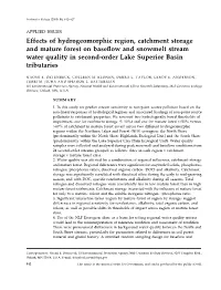 Effects of Hydrogeomorphic Region, Catchment Storage and Mature Forest on Baseﬂow and Snowmelt Stream Water Quality in Second-Order Lake Superior Basin Tributaries