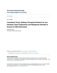 Seeking a Perceptual Preference for Just Intonation, Equal Temperament, and Pythagorean Intonation in Excerpts for Wind Instruments