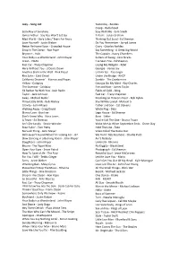 Joey – Song List Little Ray of Sunshine James Arthur
