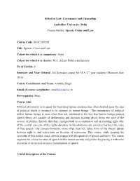 Speech, Crime and Law Course Code: SLGC2LP2