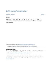 A Criticism of the E.U. Directive Protecting Computer Software