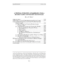 A Trivial Pursuit: Scrabbling for a Board Game Copyright Rationale