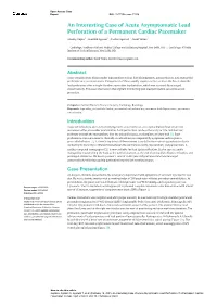 An Interesting Case of Acute Asymptomatic Lead Perforation of a Permanent Cardiac Pacemaker