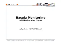 Bacula Monitoring Mit Nagios Oder Icinga