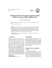 Geological Map of the Echus Chasma Region (Mars) by Using HRSC (MEX) Data