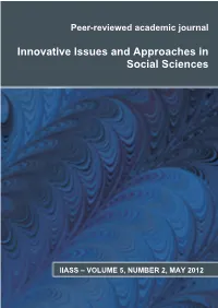 IIASS – VOLUME 5, NUMBER 2, MAY 2012 Innovative Issues and Approaches in Social Sciences, Vol