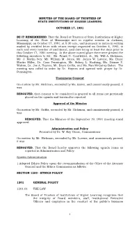 Minutes of the Board of Trustees of State Institutions of Higher Learning