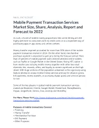 Mobile Payment Transaction Services Market Size, Share, Analysis, Report and Forecast to 2022