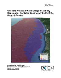 Offshore Wind and Wave Energy Feasibility Mapping for the Outer Continental Shelf Off the State of Oregon