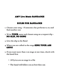 Song List for Bandaoke