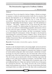 The Structuration Approach of Anthony Giddens