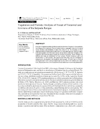 Vegetation and Floristic Analysis of Forest of Toranmal and Environs of the Satpuda Ranges