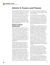Article 5: Fusion and Fission