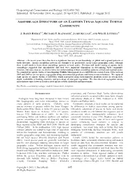 Assemblage Structure of an Eastern Texas Aquatic Turtle Community