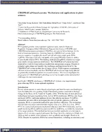 CRISPR/Dcas9-Based Systems: Mechanisms and Applications in Plant Sciences