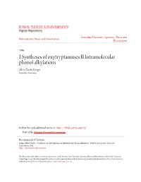 I Syntheses of Oxytryptamines II Intramolecular Phenol Alkylations Allen Charles Kryger Iowa State University