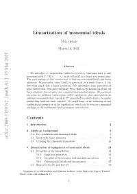 15 Mar 2021 Linearization of Monomial Ideals