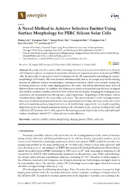 A Novel Method to Achieve Selective Emitter Using Surface Morphology for PERC Silicon Solar Cells