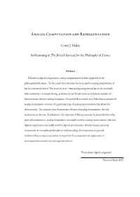 Analog Computation and Representation