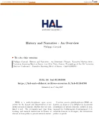History and Narrative : an Overview Philippe Carrard