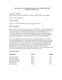 Intersubjectivity: Developing a Dyadic Theory of Mind (DAD-Tom) PSYD22: Social Processes