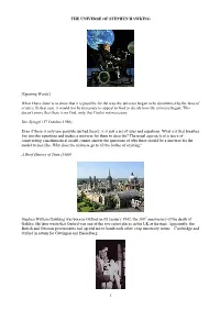 The Universe of Stephen Hawking