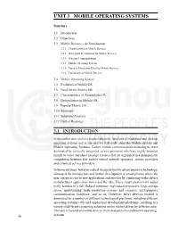 Unit 3 Mobile Operating Systems