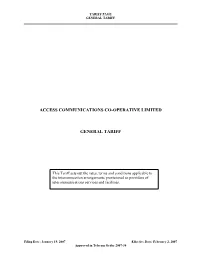 ACCESS COMMUNICATIONS GENERAL TARIFF CRTC 21640 Original Page 1