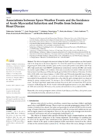 Associations Between Space Weather Events and the Incidence of Acute Myocardial Infarction and Deaths from Ischemic Heart Disease